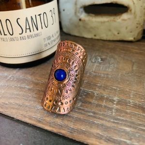 Copper ring with blue stone